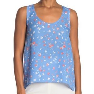 Joie Erla Hi/Lo Floral Blouse Cornflower S